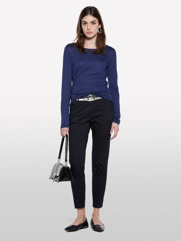 T-shirt blu scuro a maniche lunghe - t-shirt a manica lunga da donna | Sisley