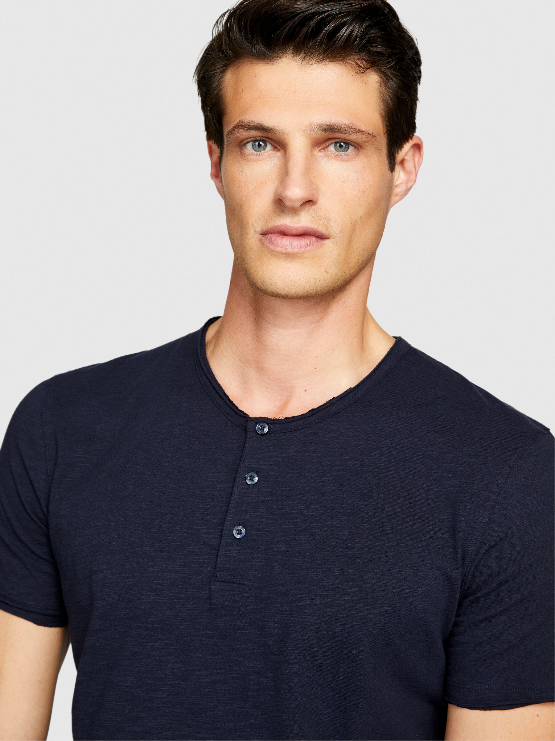 T shirt serafino Blu Scuro Uomo Sisley