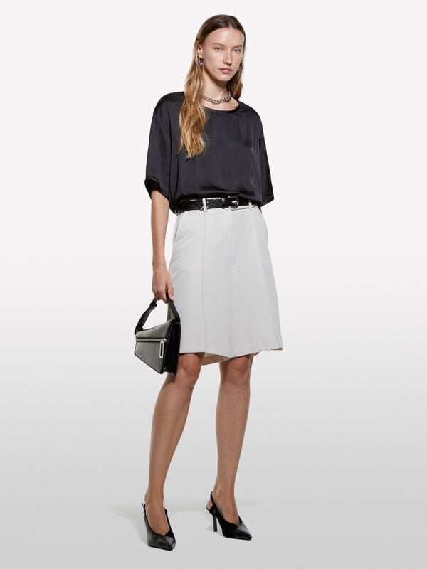Blusa nera over fit in satin - bluse da donna | Sisley