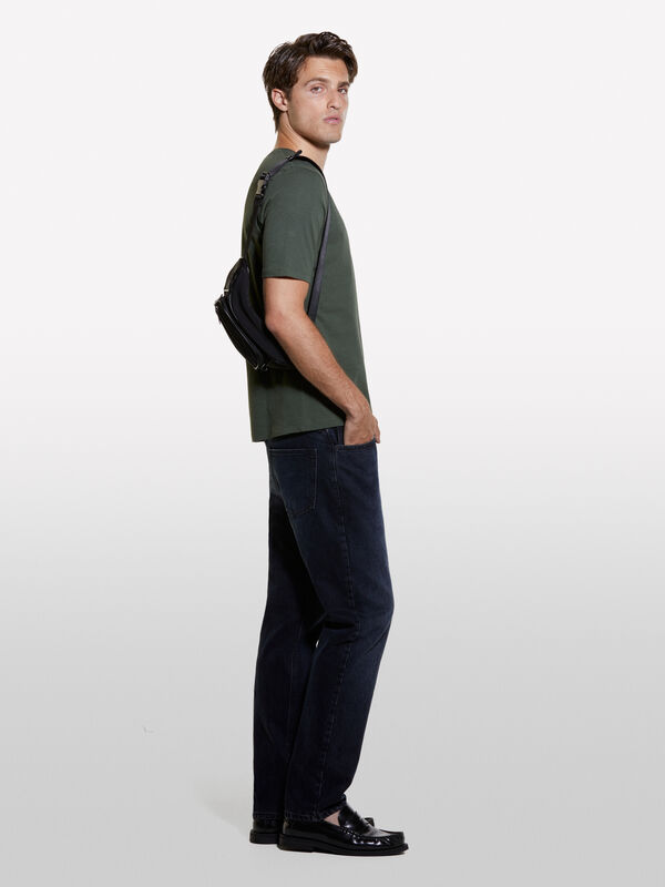 T-shirt verde militare girocollo 100% cotone bio - t-shirt a manica corta da uomo | Sisley