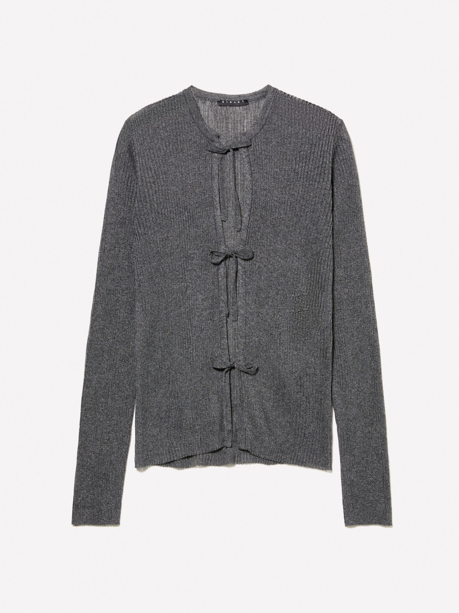 Cardigan grigio scuro con laccetti Grigio Scuro Sisley