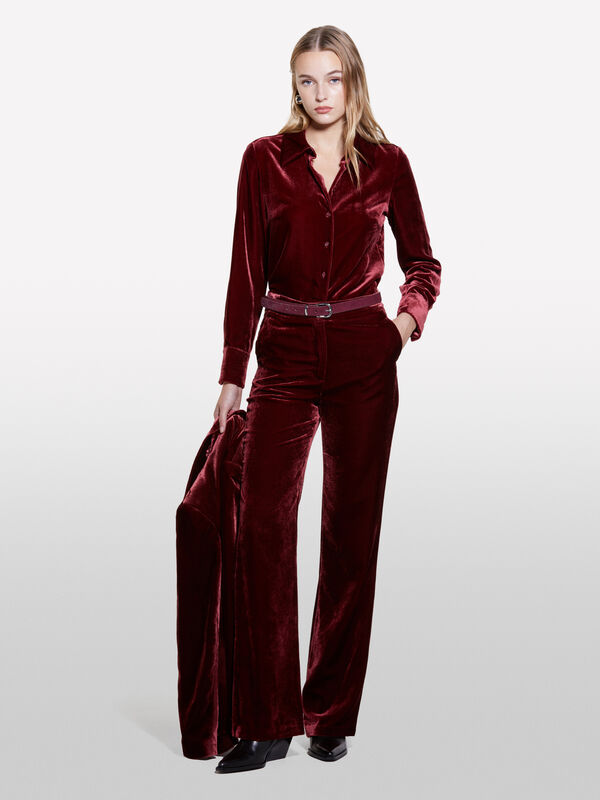 Camicia bordeaux in velluto - camicie da donna | Sisley