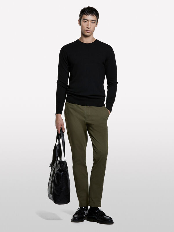 Maglia girocollo regular fit nera - maglie girocollo da uomo | Sisley