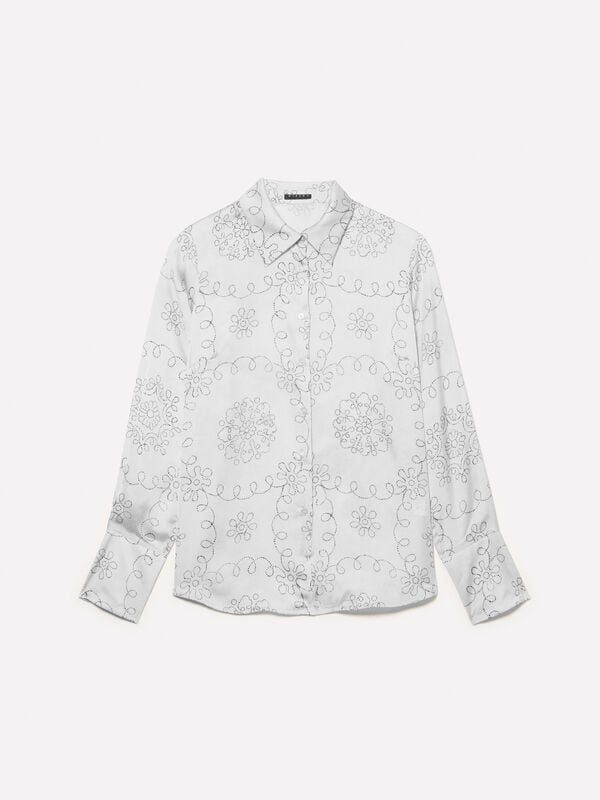 Camicia beige in satin stampato Camicia beige in satin stampato - camicie da donna | Sisley