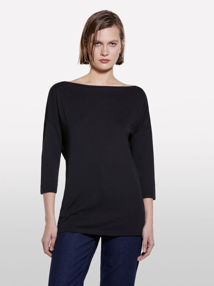 Manica Lunga Maglietta A Barchetta Maniche Lunghe Maglia Scollo