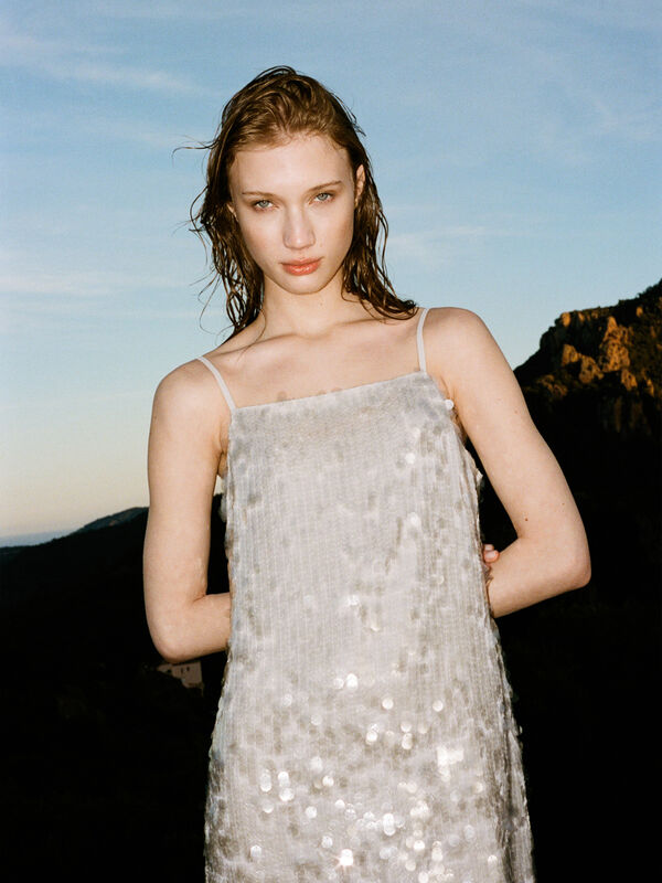 Vestito grigio con paillettes - vestiti corti da donna | Sisley