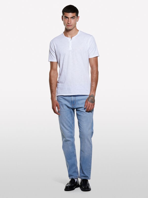 T-shirt serafino bianca T-shirt serafino bianca - t-shirt a manica corta da uomo | Sisley