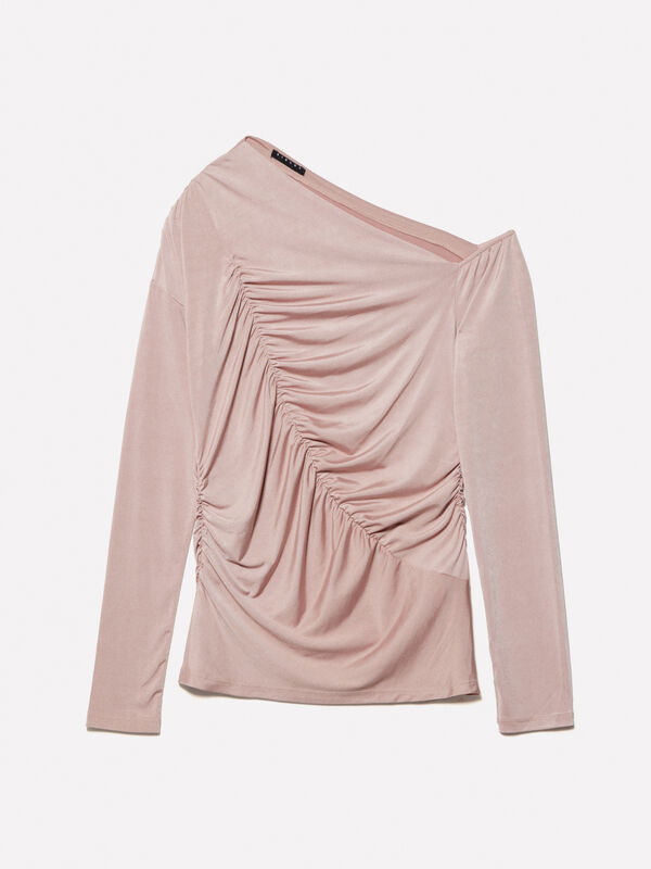 T-shirt nude con arriccio T-shirt nude con arriccio - top da donna | Sisley