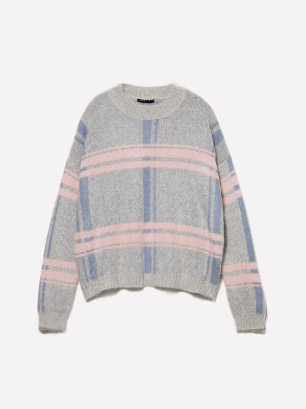 Maglia grigio con motivo a righe - maglie girocollo da donna | Sisley