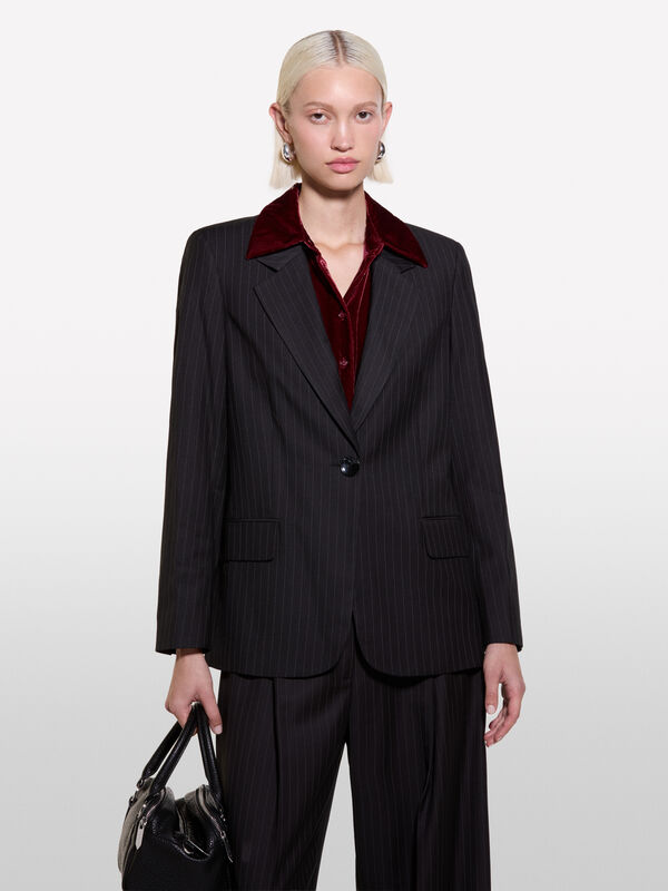 Blazer gessato grigio scuro - blazer da donna | Sisley