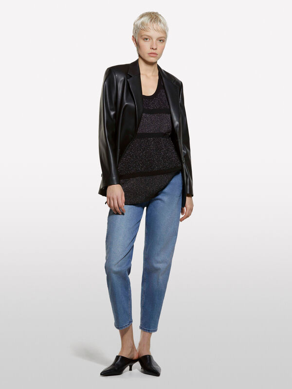 Maxi gilet color block con lurex - maglie scollo a v da donna | Sisley