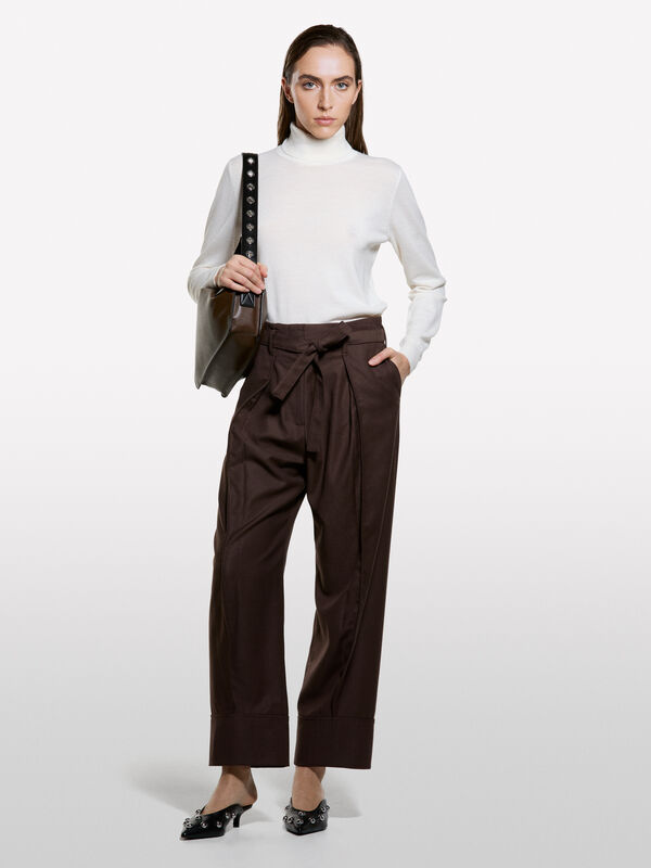 Maglia dolcevita bianco panna in misto lana - maglie collo alto da donna | Sisley