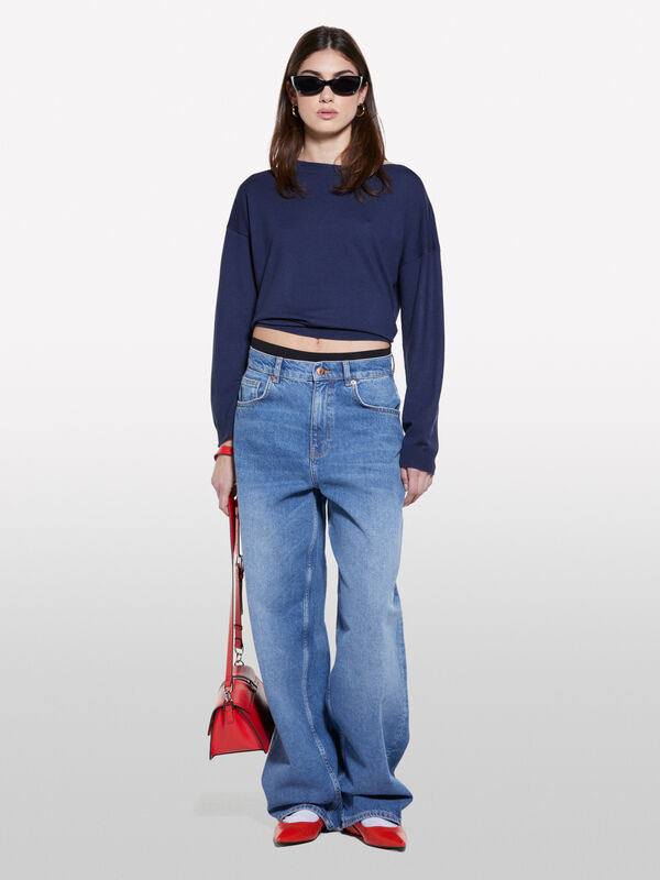 Maglia con scollo a barca blu scuro - maglie scollo a barchetta da donna | Sisley