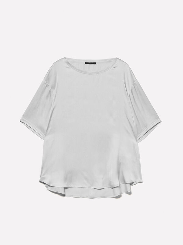 Blusa beige over fit in satin - bluse da donna | Sisley