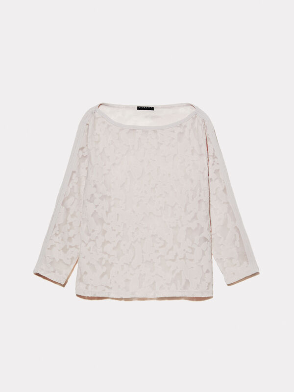 T-shirt bianco panna in fil coupé - top da donna | Sisley