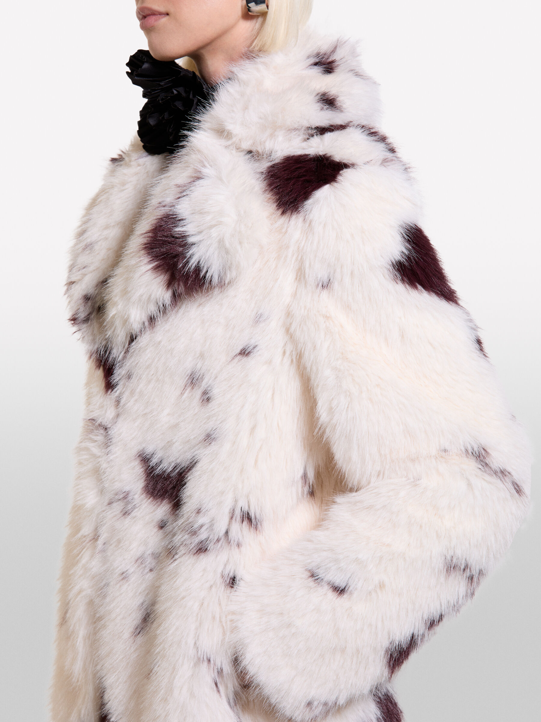 Pelliccia sintetica animal print Bianco Panna Sisley