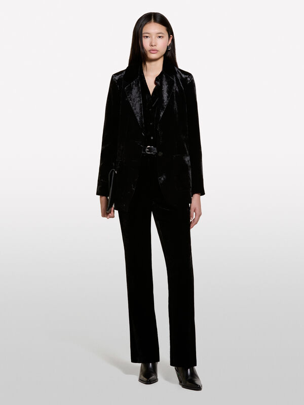 Blazer nero in velluto - blazer da donna | Sisley