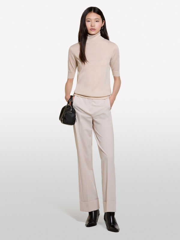 Dolcevita beige a maniche corte - maglie collo alto da donna | Sisley