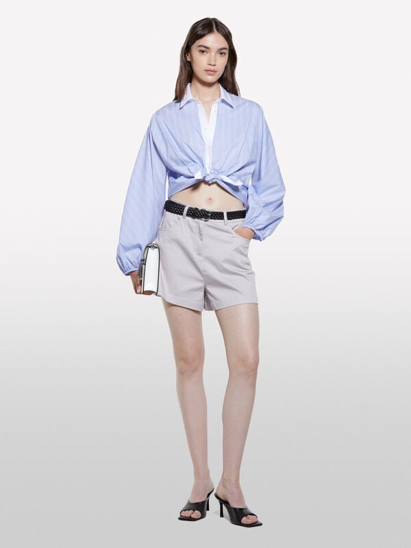 Camicia a righe azzurre con contrasto Camicia a righe azzurre con contrasto - camicie da donna | Sisley
