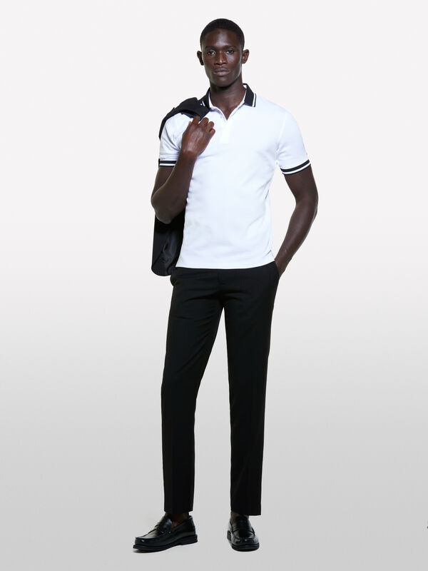 Polo slim fit bianca con contrasto - polo da uomo | Sisley