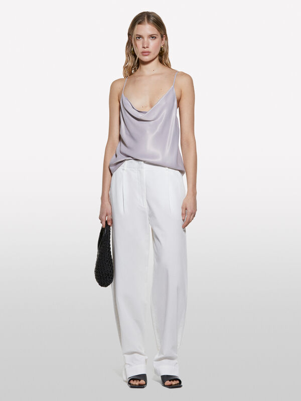 Pantaloni bianchi relaxed fit - pantaloni palazzo da donna | Sisley