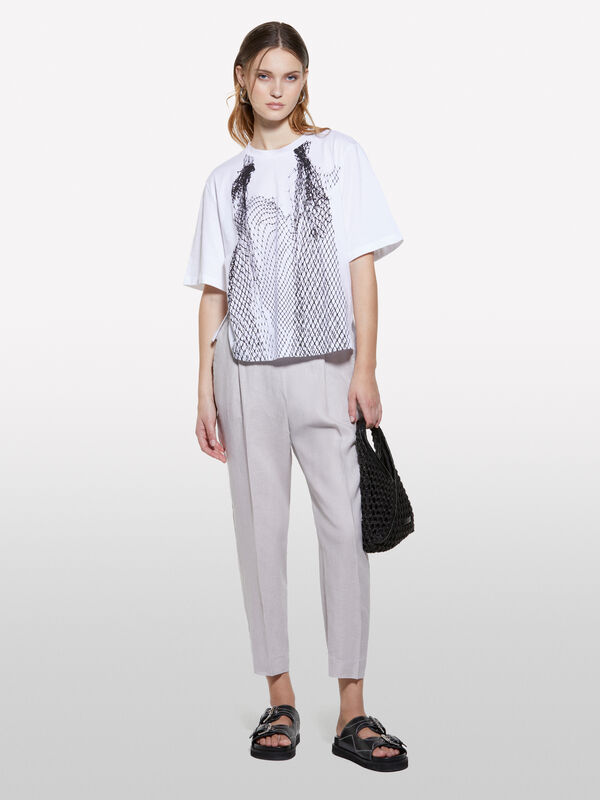 Joggers grigi in 100% lino - pantaloni joggers da donna | Sisley
