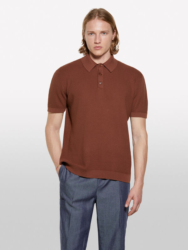 Polo marrone in maglia - polo da uomo | Sisley