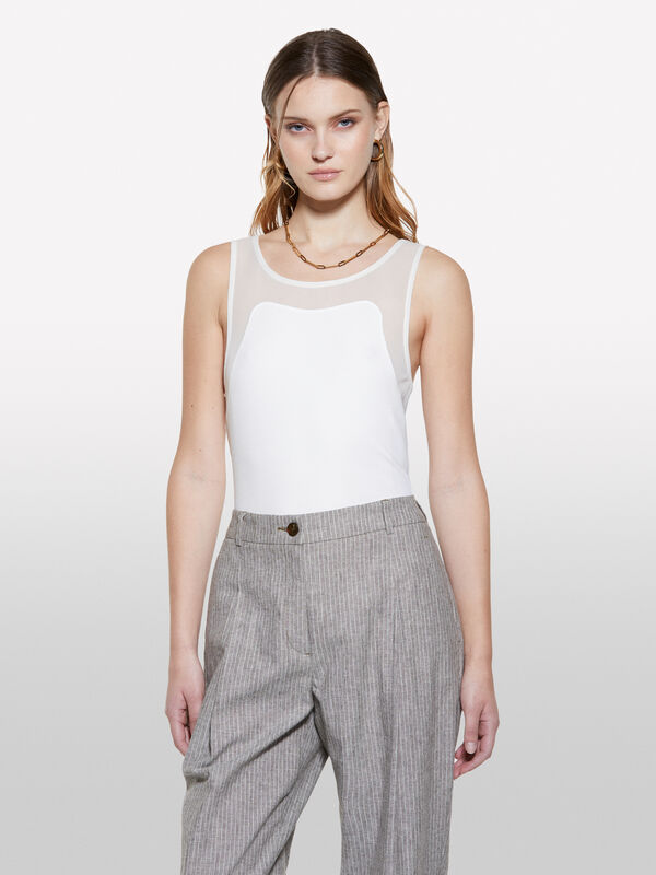 Canotta bianca con tulle - top da donna | Sisley