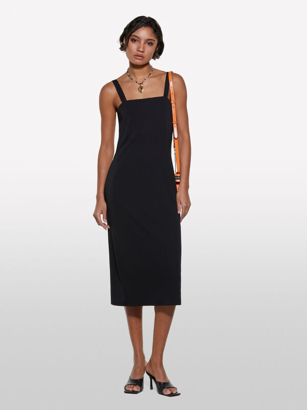 Vestito nero con oblò - vestiti midi da donna | Sisley