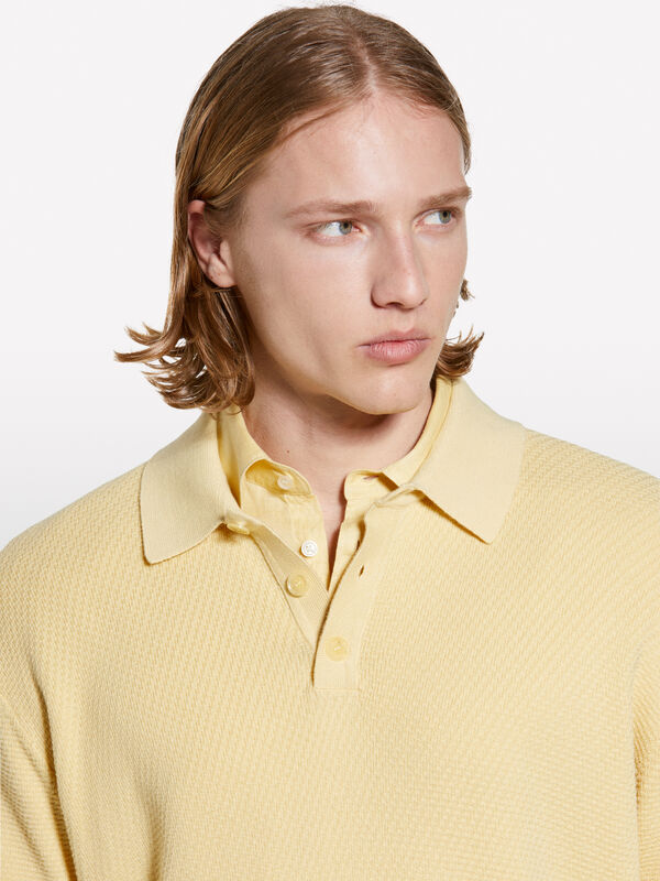 Polo giallo in maglia - polo da uomo | Sisley