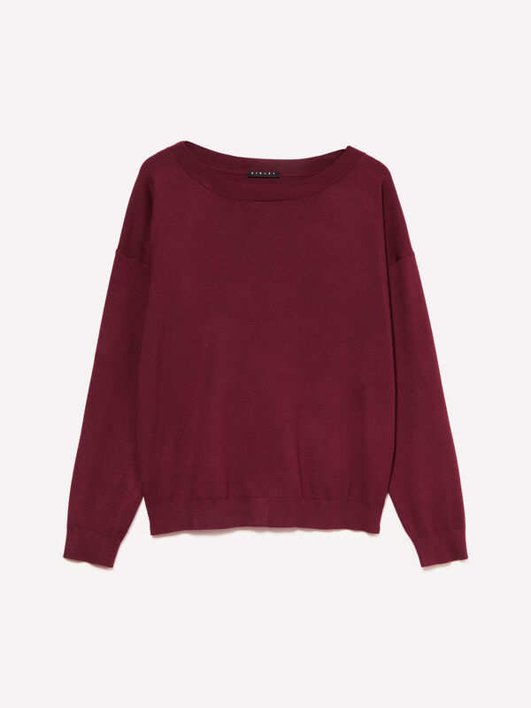 Maglia bordeaux con scollo a barca - maglie scollo a barchetta da donna | Sisley