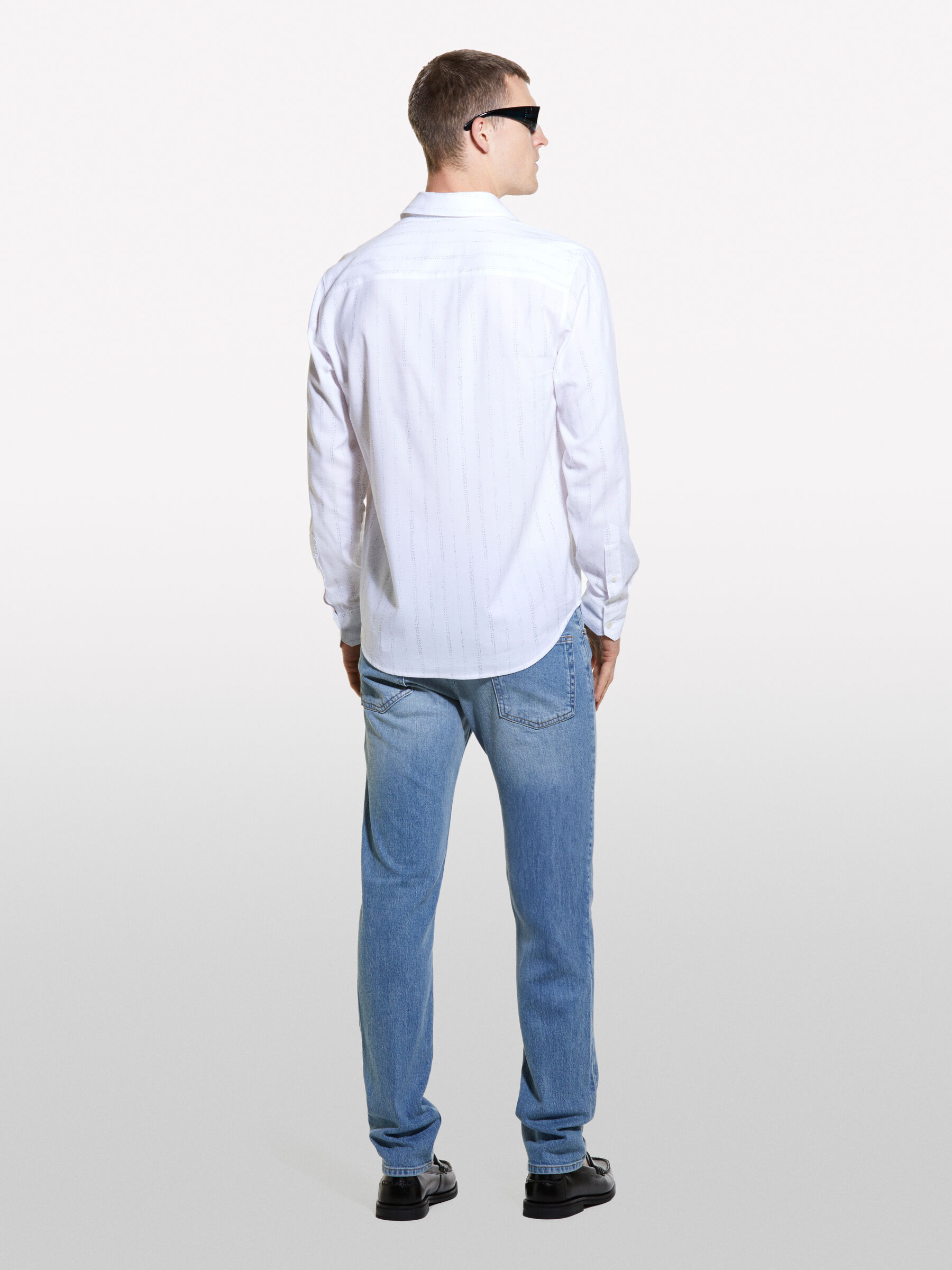 Camicia bianca micro fantasia Bianco Sisley
