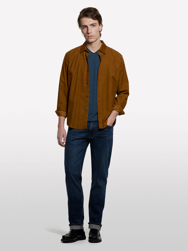 T-shirt tinto filo blu scuro - t-shirt a manica corta da uomo | Sisley