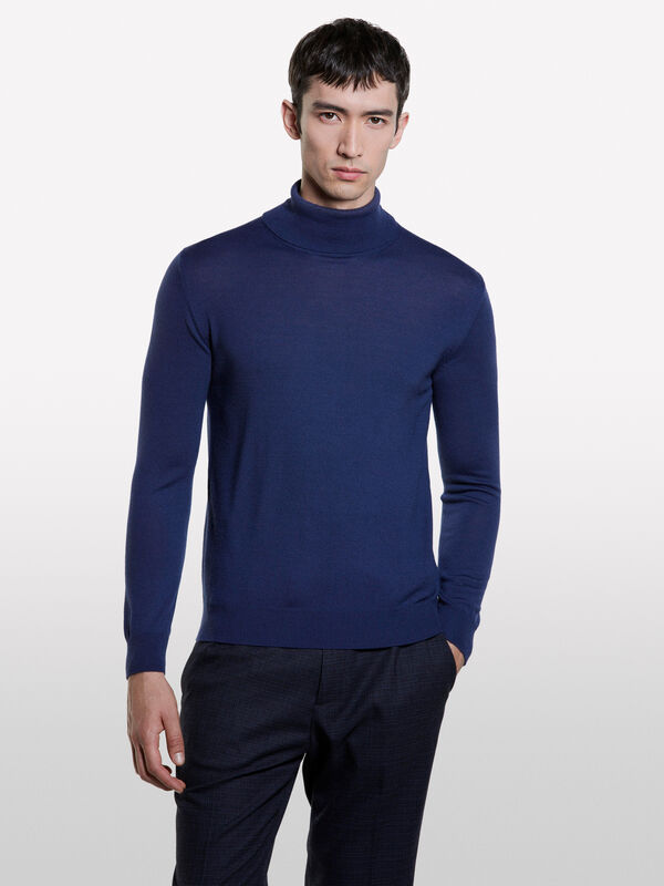 Maglia blu navy con collo alto - maglie collo alto da uomo | Sisley