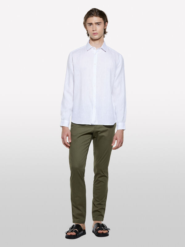 Camicia bianca 100% lino Camicia bianca 100% lino - camicie regular da uomo | Sisley