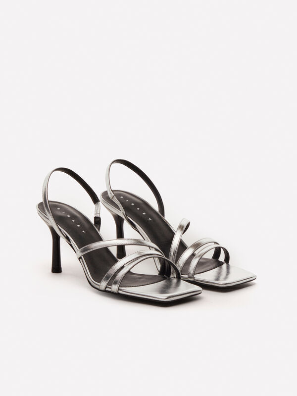 Sandali argentati in 100% pelle - scarpe con tacco donna | Sisley