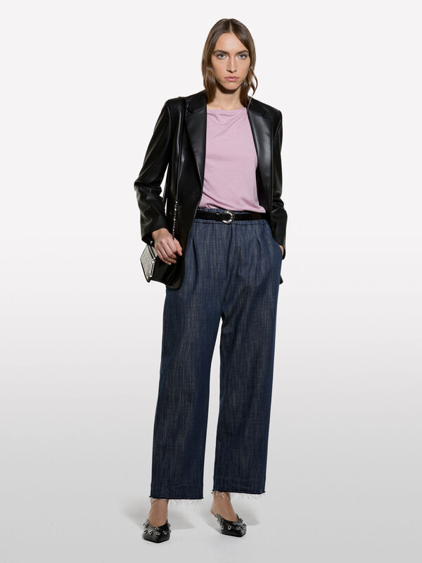 T-shirt malva con scollo a barca - t-shirt a manica lunga da donna | Sisley