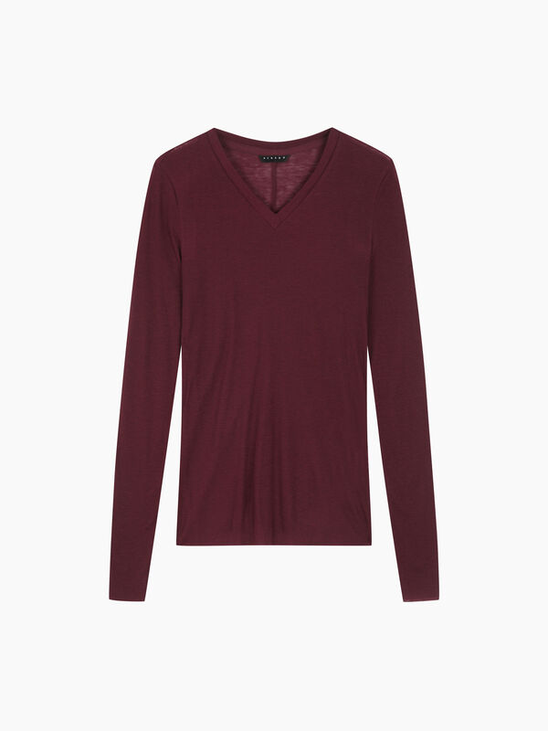 T-shirt scollo a V aderente - sisley k  t shirt manica lunga | Sisley K