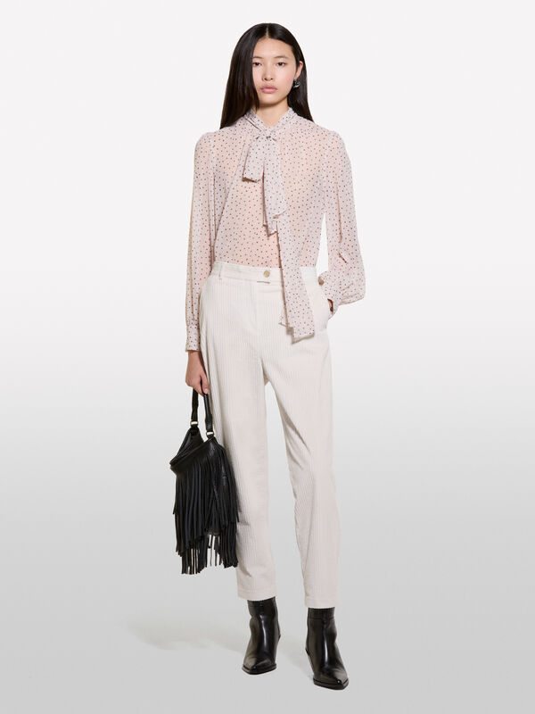 Joggers bianco panna in velluto a costine - pantaloni joggers da donna | Sisley