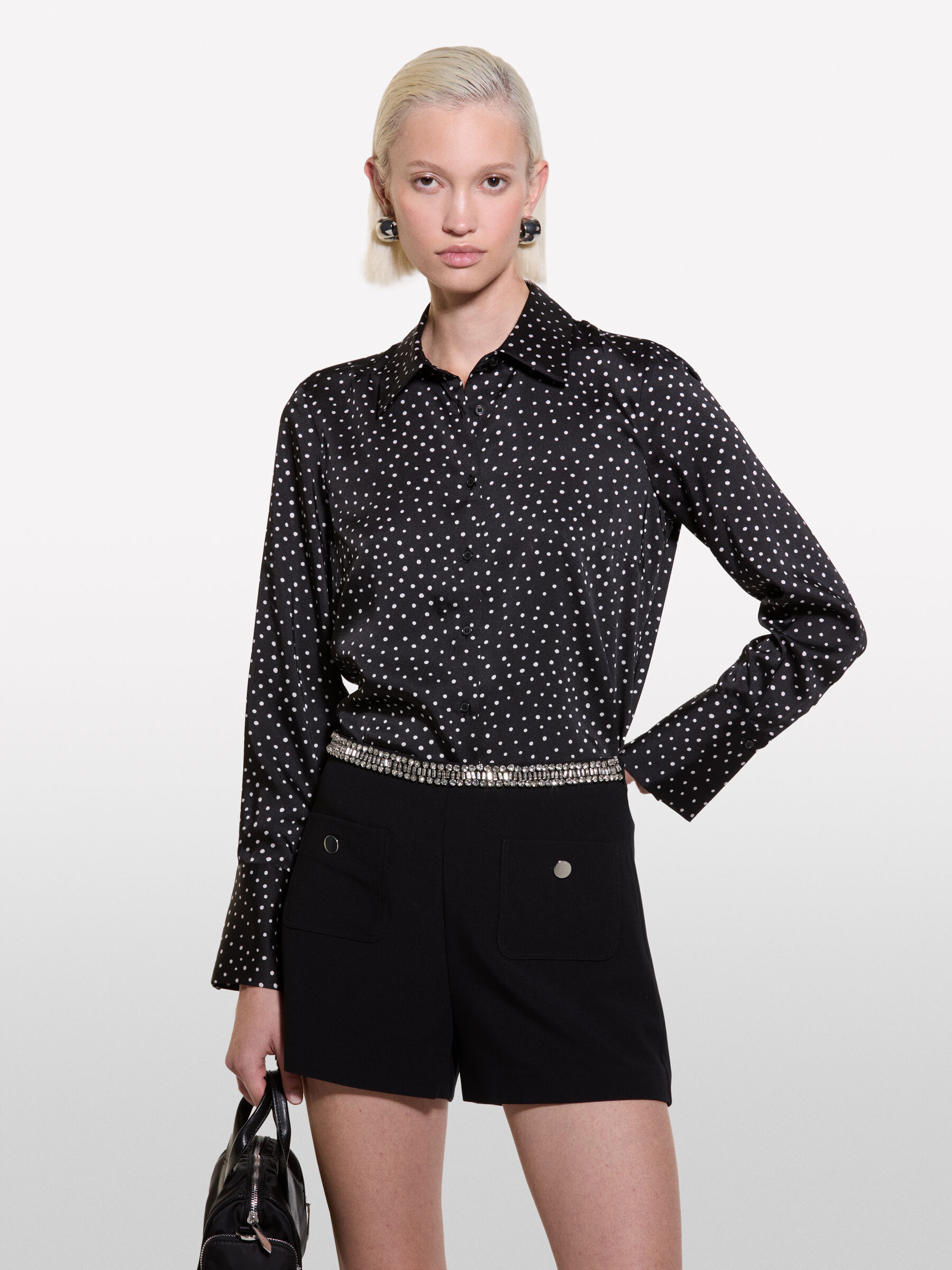 Camicia a pois Nero Sisley