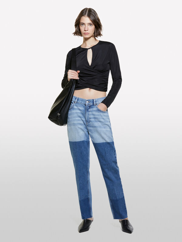 Jeans blu effetto patch - jeans regular da donna | Sisley