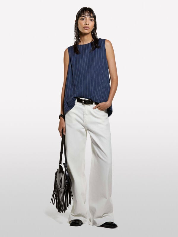 Top gessato con schiena scoperta Top gessato con schiena scoperta - top da donna | Sisley