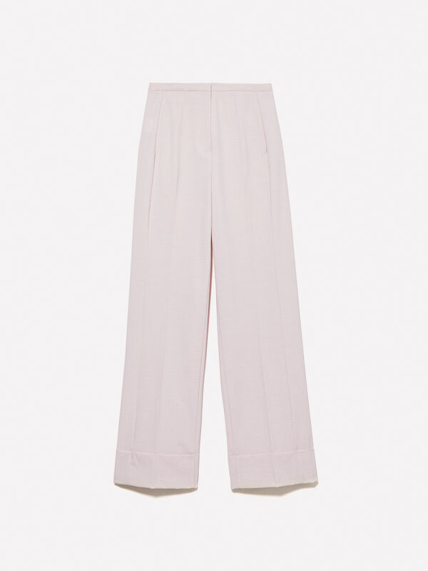 Pantaloni beige con maxi risvolto - pantaloni regular da donna | Sisley
