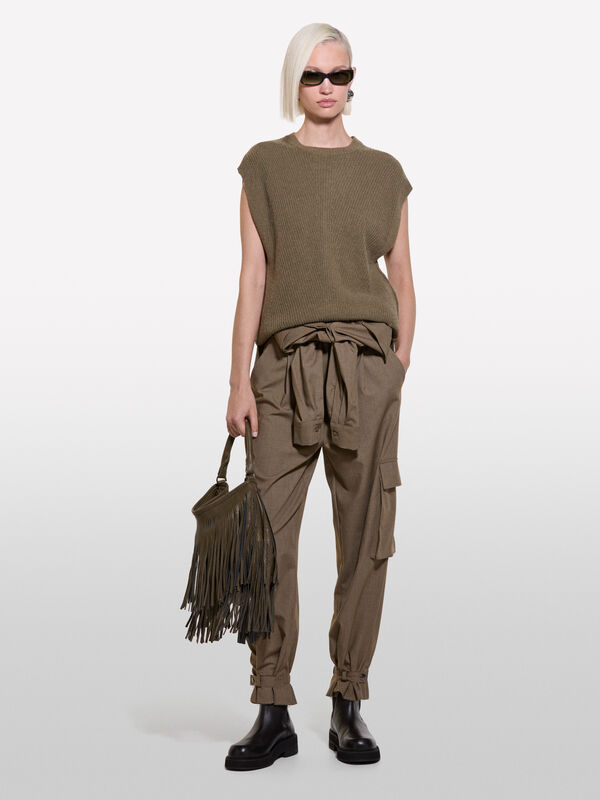 Gilet verde oliva in maglia - maglie girocollo da donna | Sisley