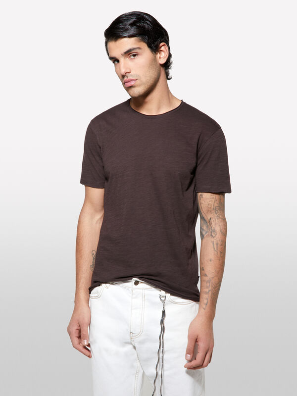 T-shirt a maniche corte slim fit marrone - t-shirt a manica corta da uomo | Sisley