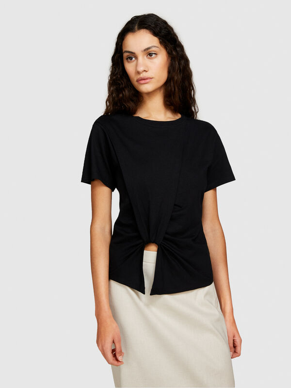 T-shirt con annodo - t-shirt a manica corta da donna | Sisley
