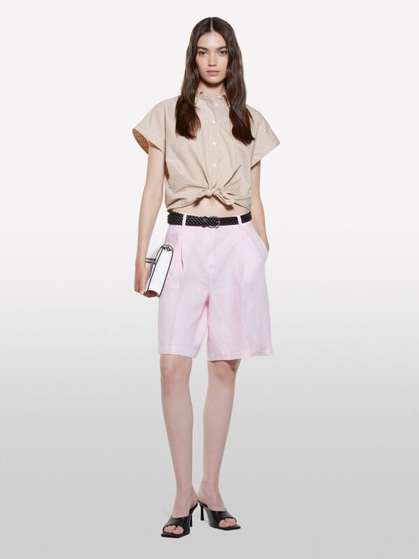 Camicia over fit a righe beige Camicia over fit a righe beige - camicie da donna | Sisley