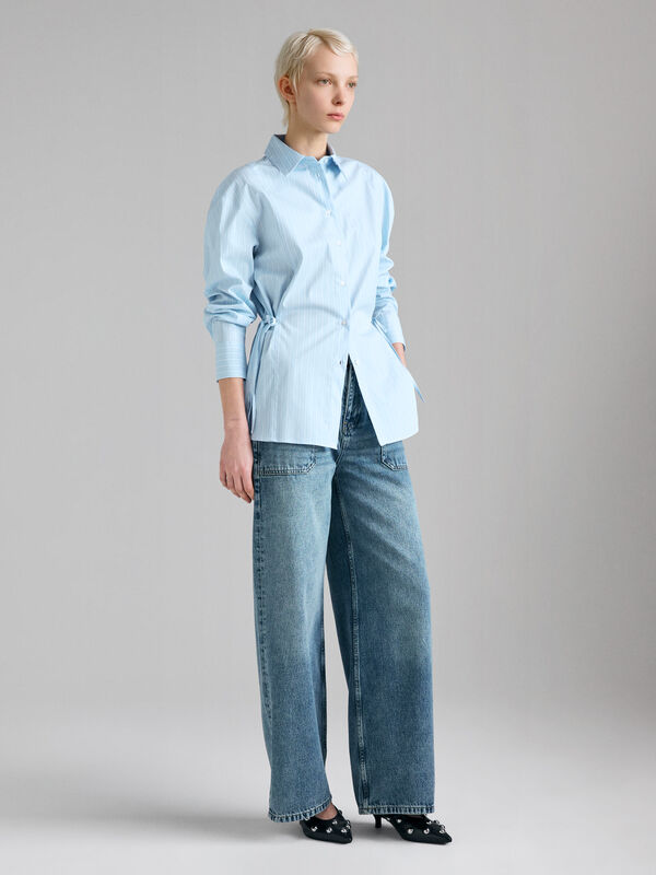 Camicia a righe con laccetti - camicie da donna | Sisley