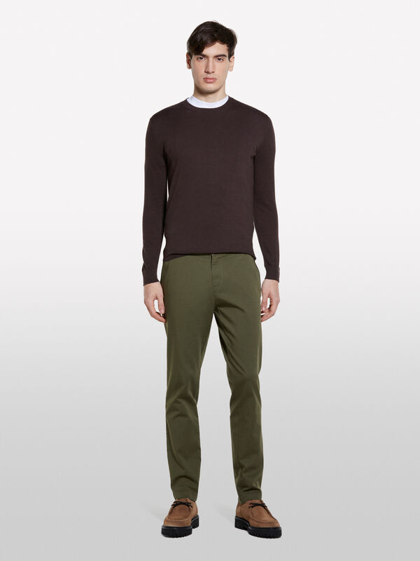 Pantaloni chino slim fit verde militare - pantaloni chino da uomo | Sisley