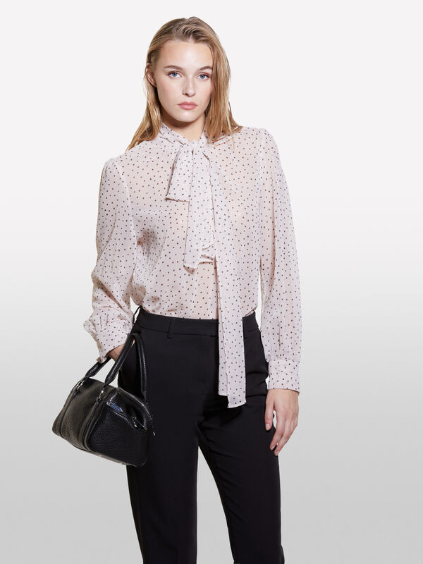 Blusa bianca in chiffon a pois  - bluse da donna | Sisley